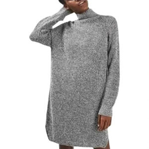 Topshop Womens 6 Marble Grey  Balloon Sleeve Mock Neck Sweater Dress